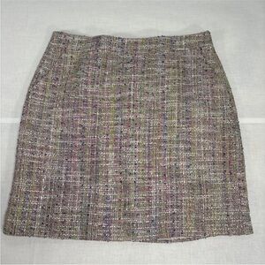 J Crew Confetti Tweed Straight Skirt Sz 10 Cotton Silk Above Knee